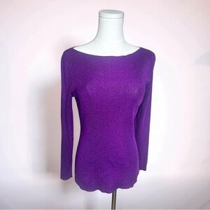 THE FOLD London Top Size Small Metallic Purple Stretchy Long Sleeve GUC